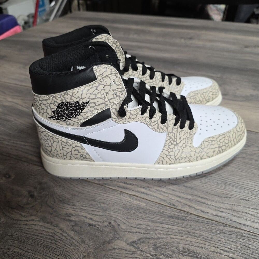 Size 11 Nike Air Jordan 1 Retro OG High White Cement Light Use No Box